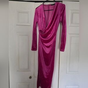 Elegant Pink Velvet Dress